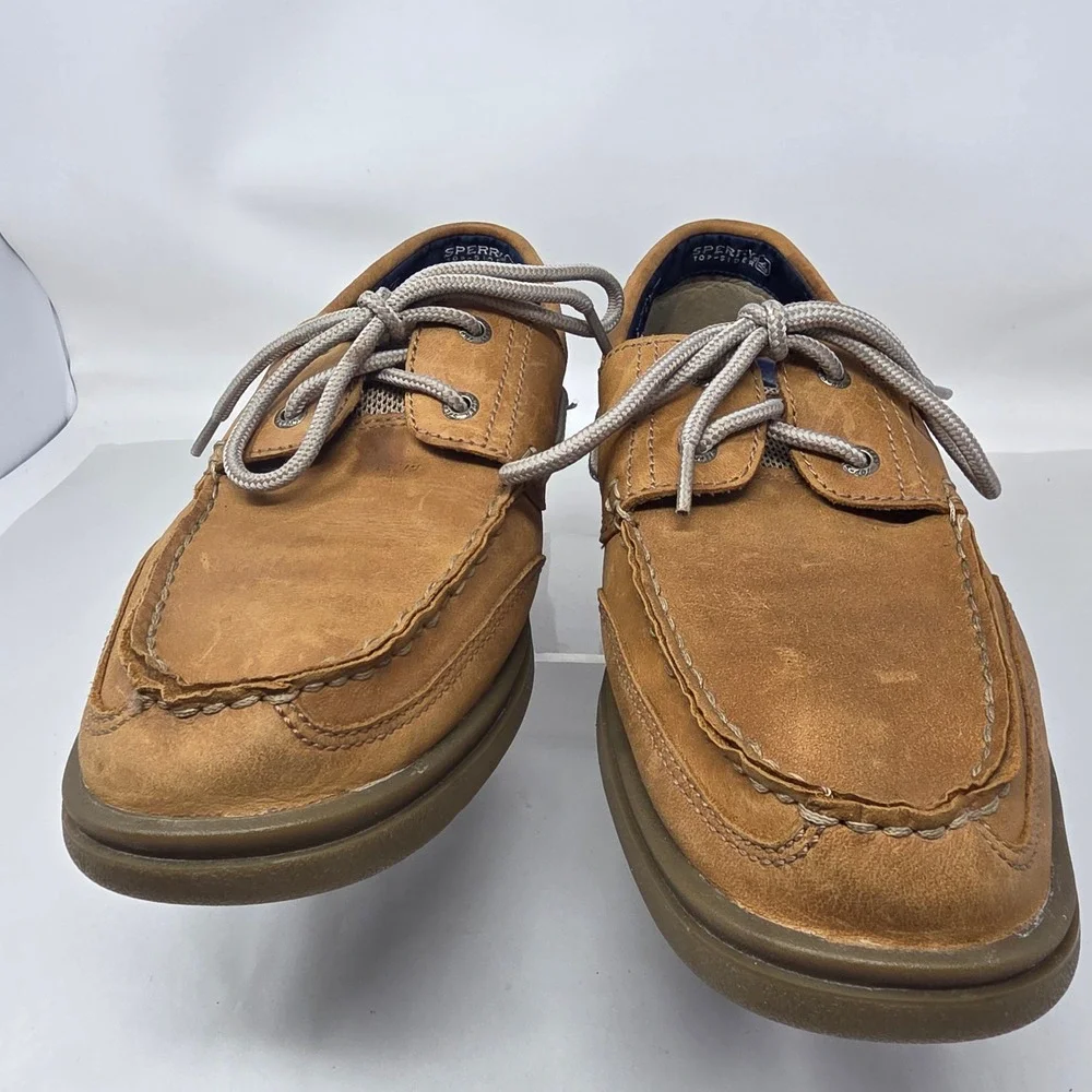 Sperry Top-Sider Billfish Boat Shoes Mens 11M Tan Leather Mesh Loafers Good